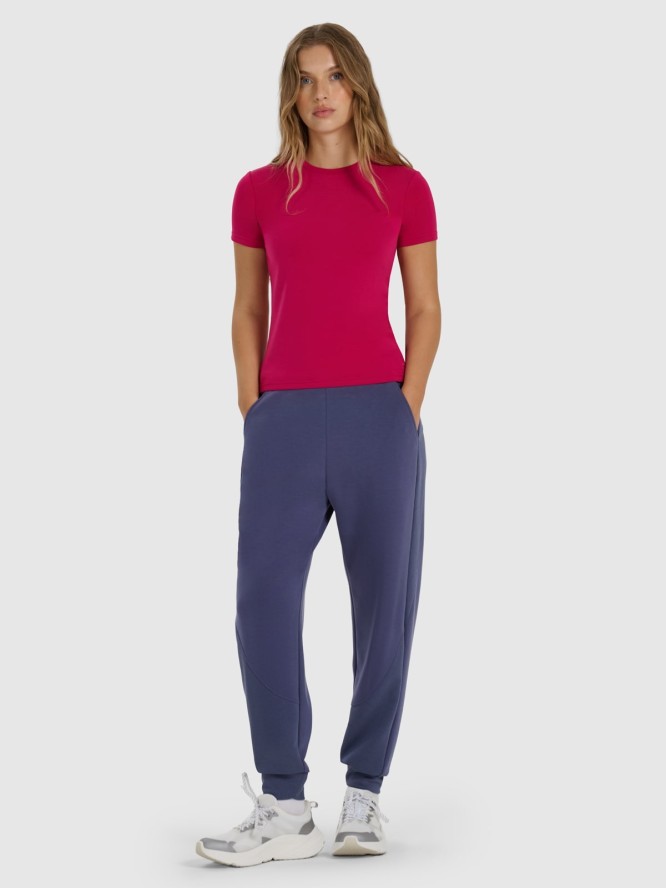 4F T-shirt z prążkowanej dzianiny z modalem damski - różowy XXL