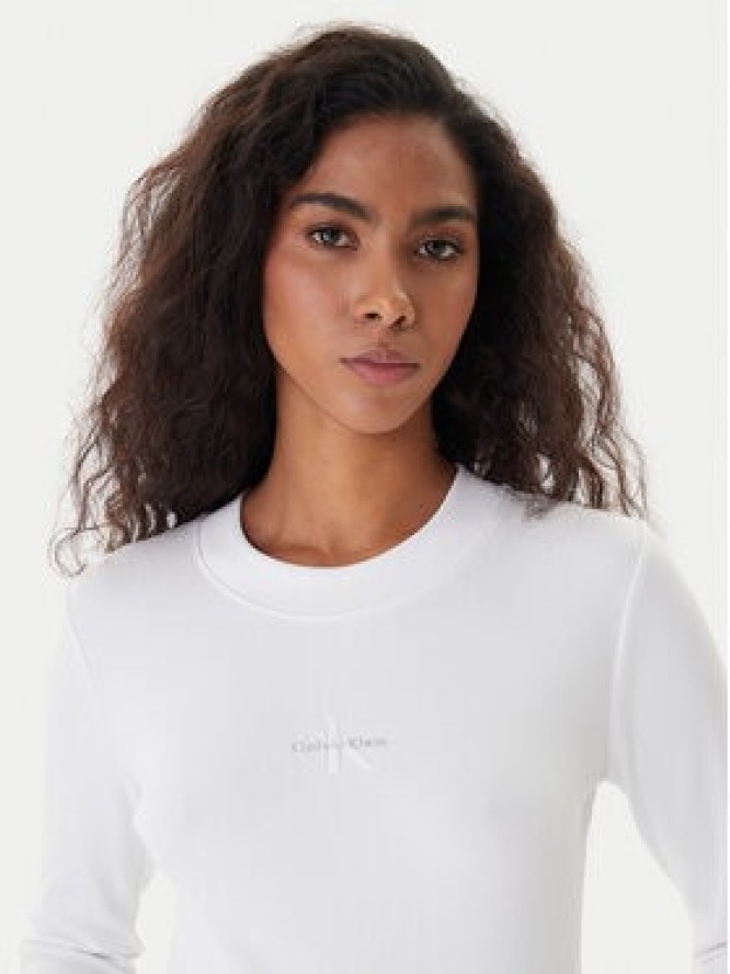 Calvin Klein Jeans Bluzka Monogram LV047A803G Biały Slim Fit