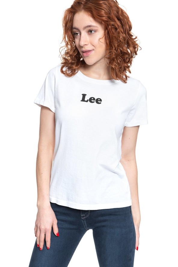 LEE T SHIRT DAMSKI LOGO T WHITE L40FEP12 112108538
