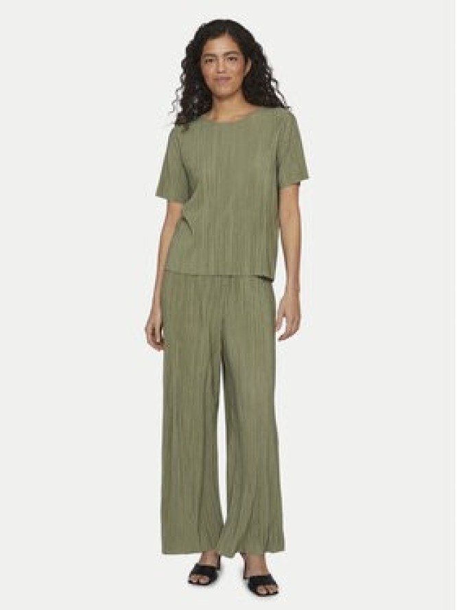 Vila T-Shirt Plisa 14089481 Zielony Regular Fit