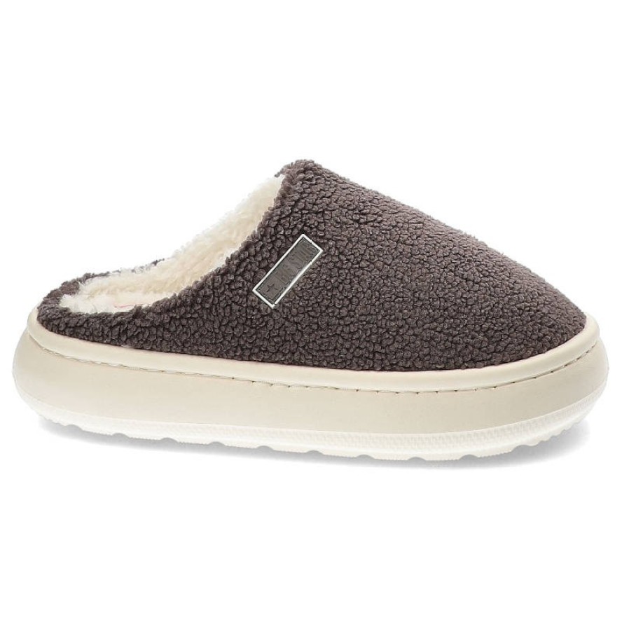 Szare Klapki Big Star Wygodne Ocieplane Kapcie Damskie