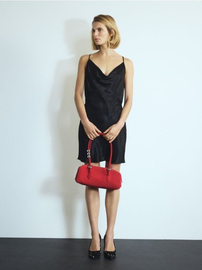 Zamszowa torebka na ramię - burgundowy