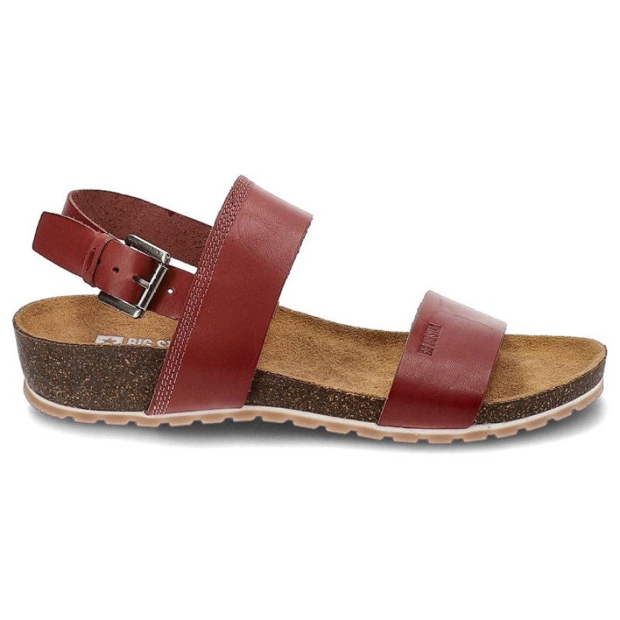 Czerwone Sandały Big Star Wygodne Skórzane Buty Na Lato