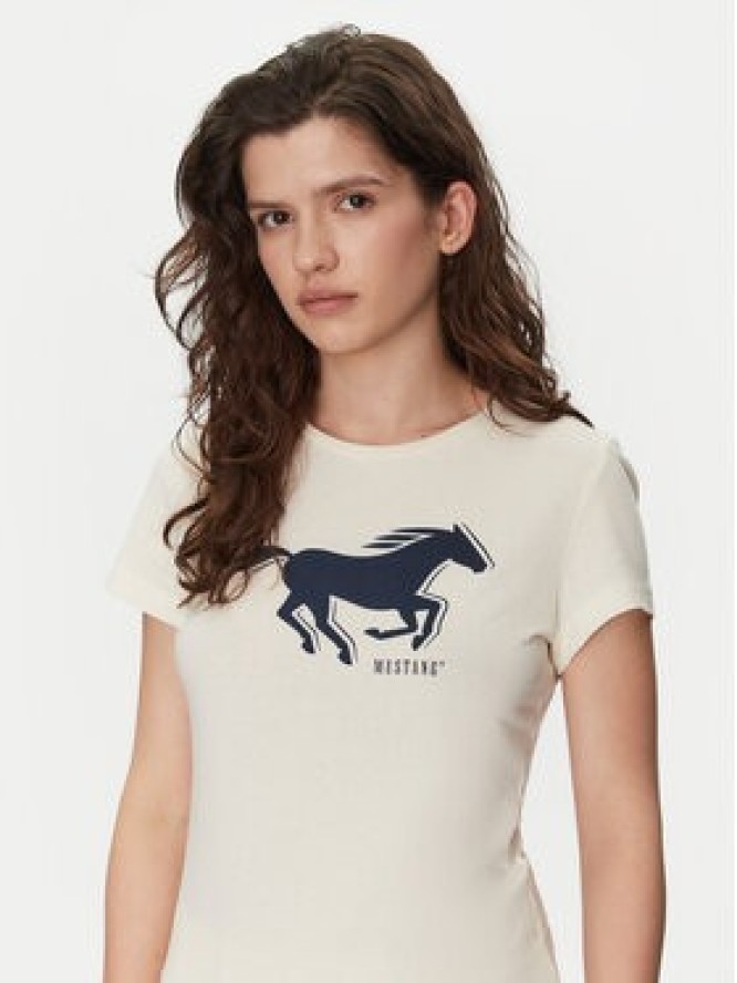 Mustang T-Shirt Loa 1016136 Écru Slim Fit