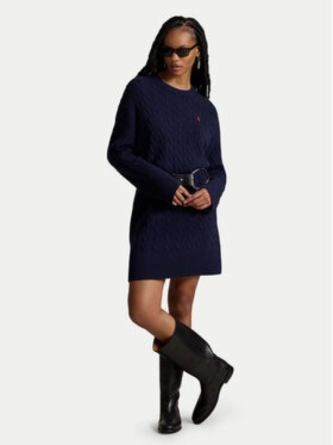 Polo Ralph Lauren Sukienka dzianinowa 211B17446001 Granatowy Regular Fit