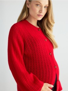 Kardigan z wełną alpaki - czerwony