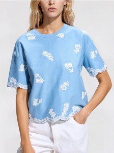 T-shirt z haftowanym wzorem - jasnoniebieski