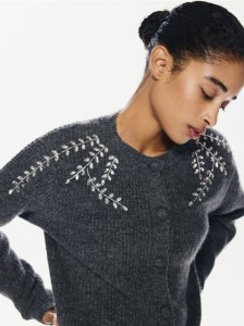 Kardigan z aplikacjami - ciemnoszary