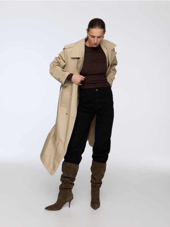 Zamszowe kozaki z marszczeniem - zielony