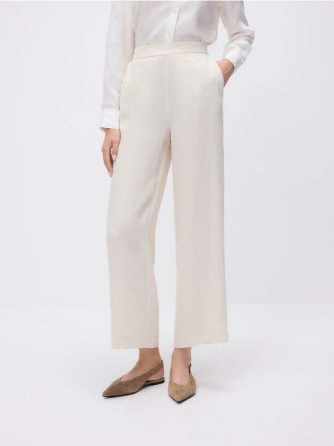 Luźne spodnie z wiskozą - beżowy