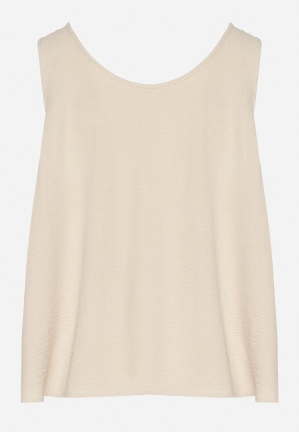 Beżowy Top na Szerokich Ramiączkach Zdobiony Guzikami Jenadorea