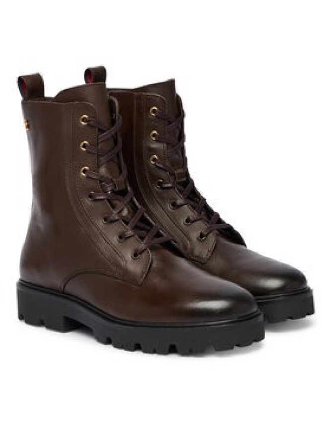Tommy Hilfiger Trzewiki TH Stud Leather Lace-Up Boot FW0FW09571 Brązowy