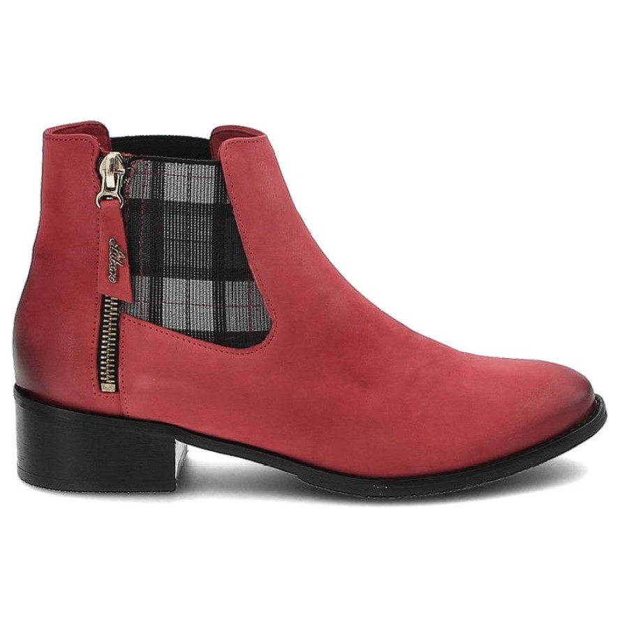 Czerwone Botki Libero Damskie Stylowe Obuwie