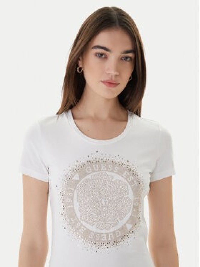 Guess T-Shirt Camelia W4RI47 J1314 Biały Slim Fit
