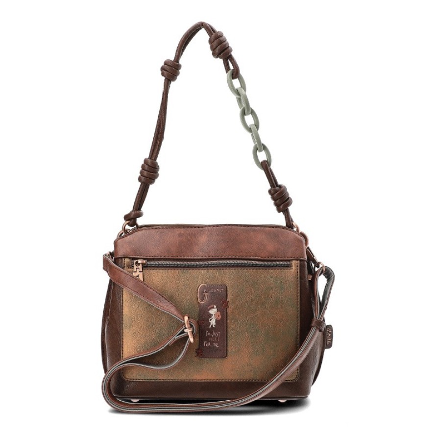 Brązowa Torebka Anekke Modna Listonoszka Damska Z Laleczką