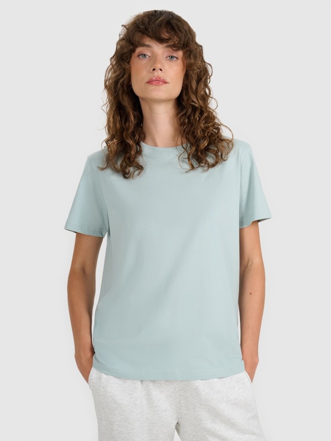 4F T-shirt regular gładki damski - turkusowy S