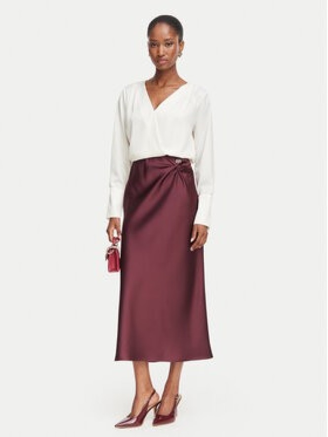 Rinascimento Spódnica midi CFC0130230003 Bordowy Regular Fit