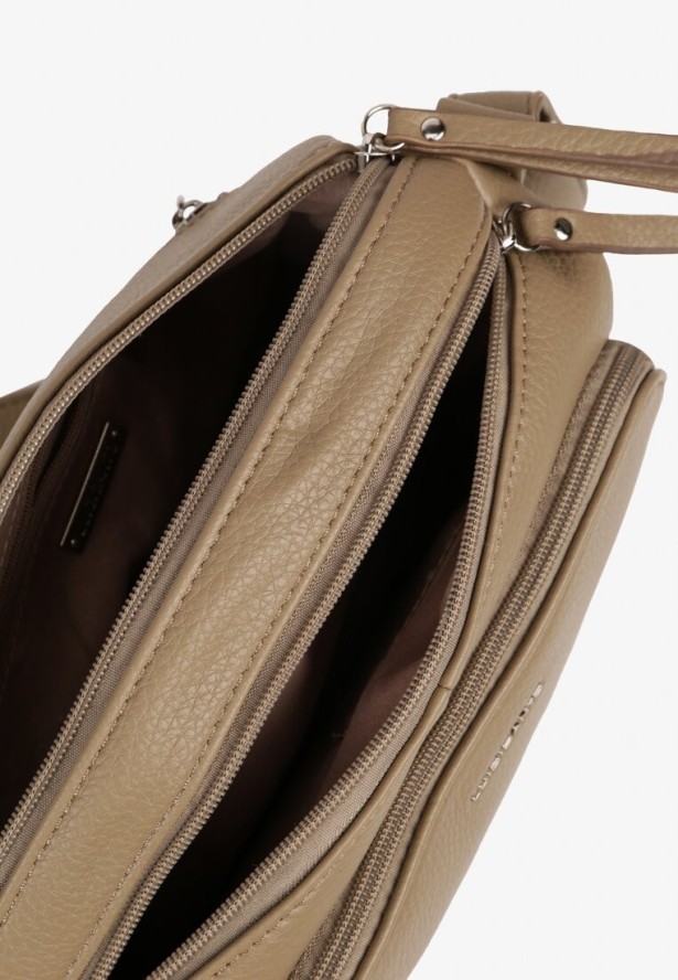 Ciemnobeżowa Trzykomorowa Torebka Listonoszka Jenanissea