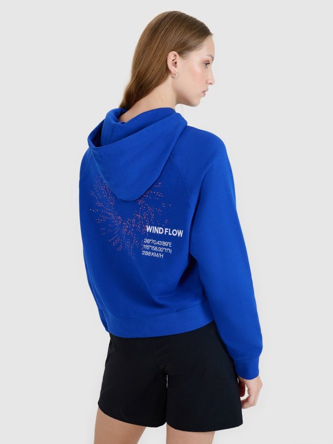 4F Bluza dresowa nierozpinana z kapturem damska - niebieska XS