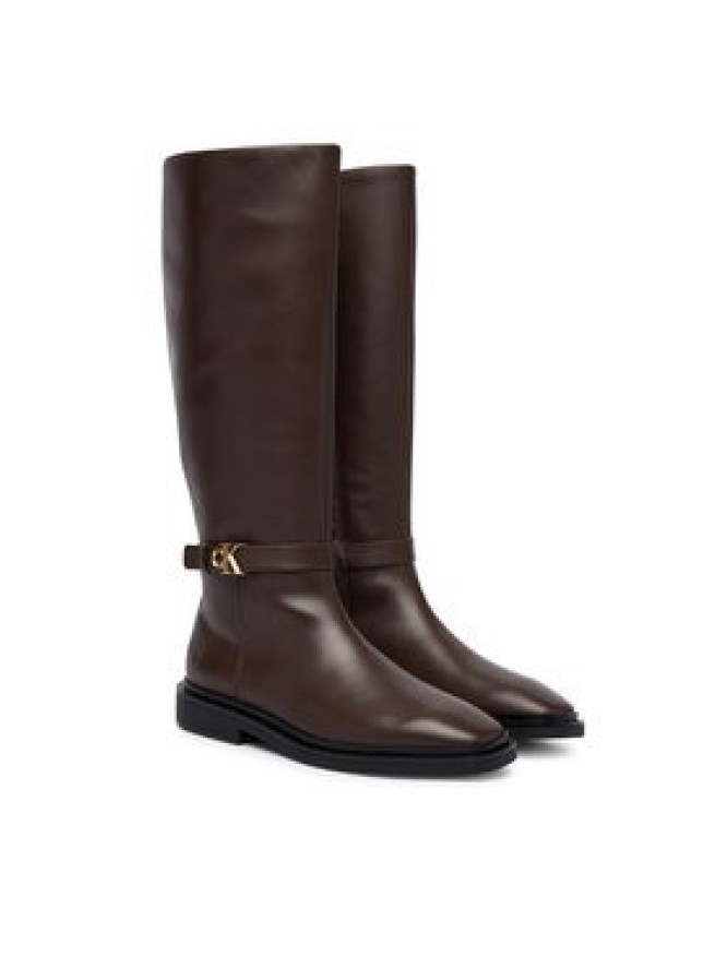 Calvin Klein Kozaki Square High Boot Lth Mg Hdw HW0HW03187 Brązowy