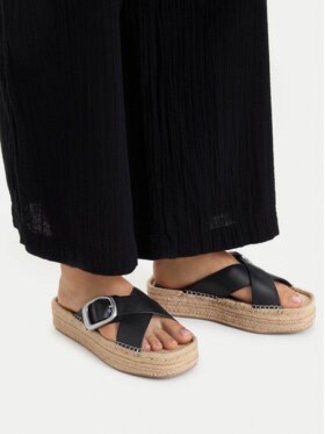 Calvin Klein Klapki Flatf Espadrill Cross Lth Hdw HW0HW02892 Czarny