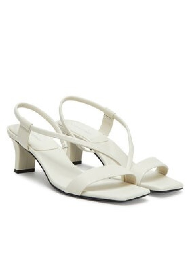 Calvin Klein Sandały Heel Sandal 50 Squared Lth HW0HW02534 Biały