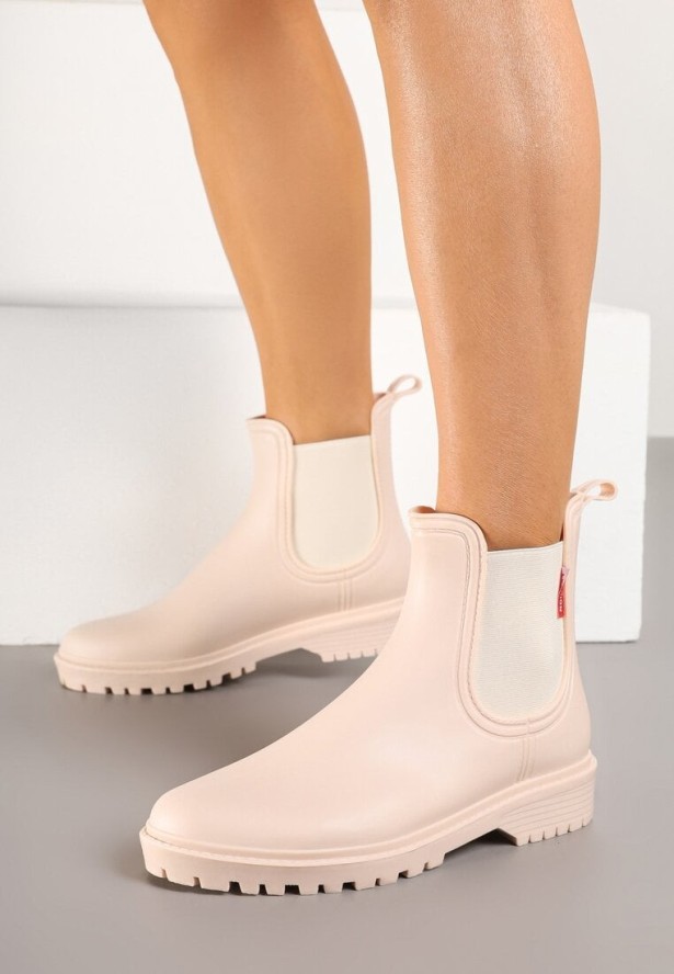 Beżowe Kalosze w Stylu Sztybletów Bellexia