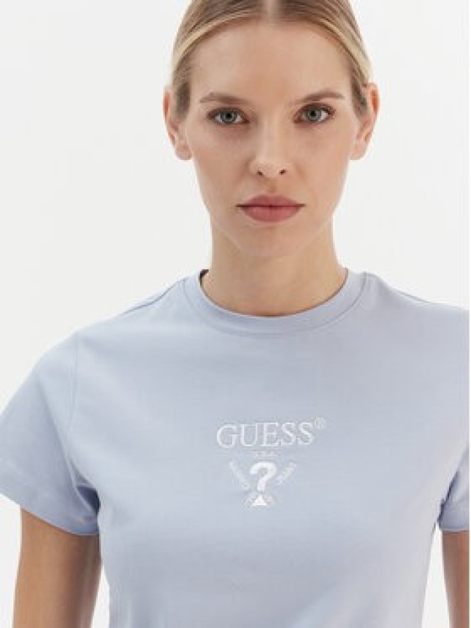 Guess T-Shirt V4YI21 KCDH1 Błękitny Regular Fit