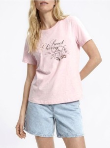 T-shirt z nadrukiem - pastelowy róż