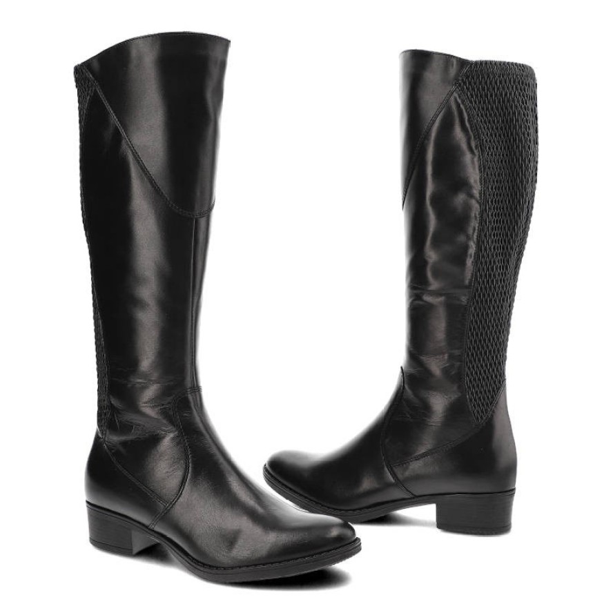 Czarne Kozaki Darex Ocieplane Skórzane Buty Damskie