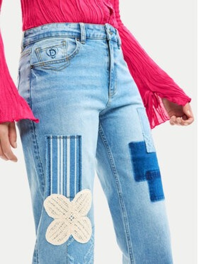 Desigual Jeansy Patch Crochet 26SWDD24 Kolorowy Straight Fit
