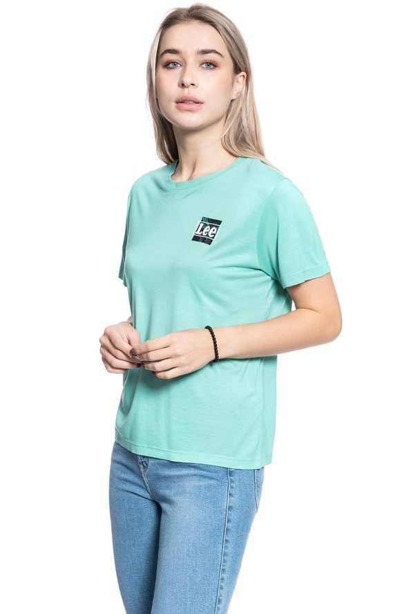 DAMSKI T-SHIRT LEE RELAXED FIT TEE AGATE GREEN L40CBWNB 112108497