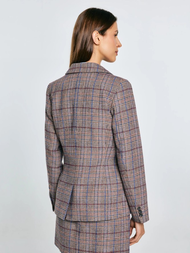 Marynarka damska z dodatkiem wełny w kratę Linneta 000