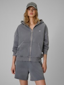 4F Bluza dresowa oversize z kapturem damska - szara M