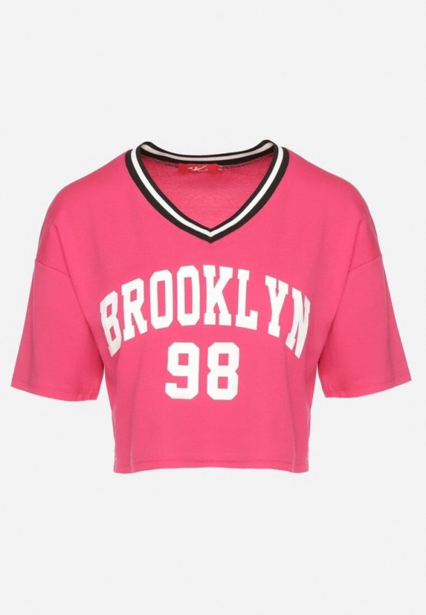 Fuksjowy Bawełniany T-shirt z Napisem Nitanelia