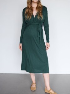 Sukienka midi z modalem - morski