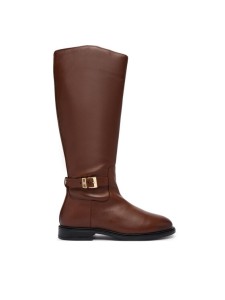 Tommy Hilfiger Kozaki Th Buckle Leather Knee Boot FW0FW09572 Brązowy