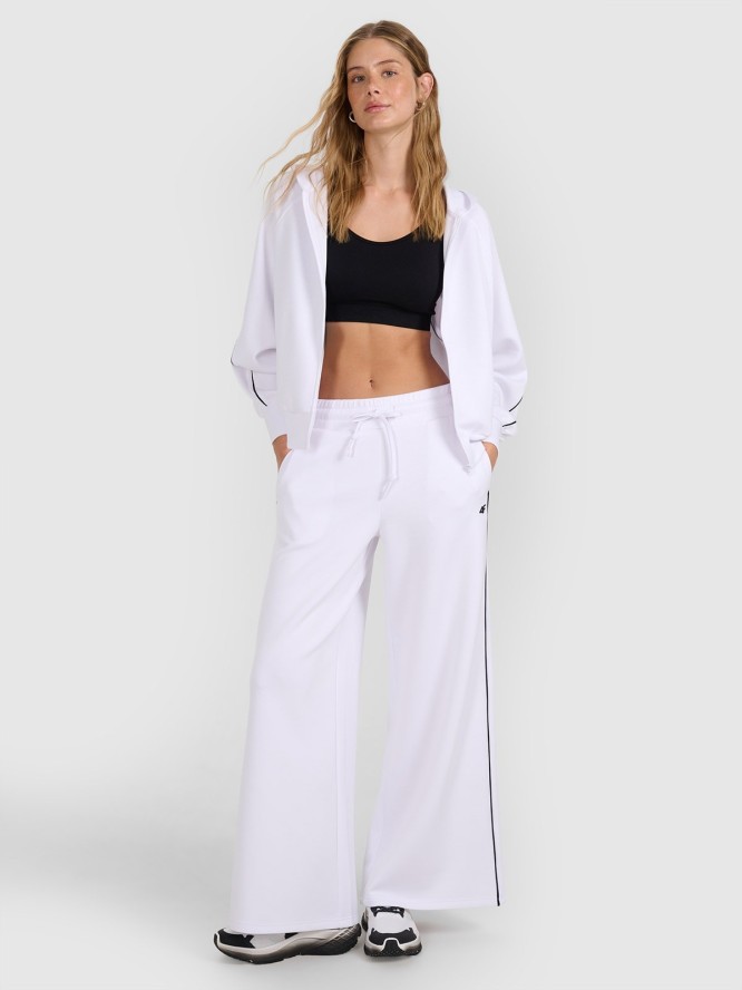 4F Bluza dresowa rozpinana z kapturem damska - biała XL