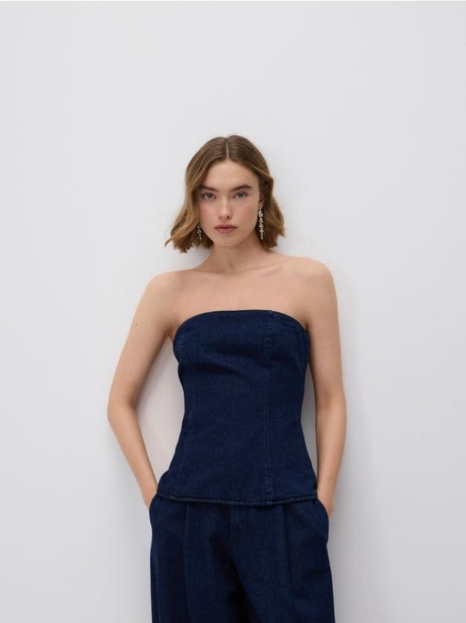 Denimowy top - granatowy