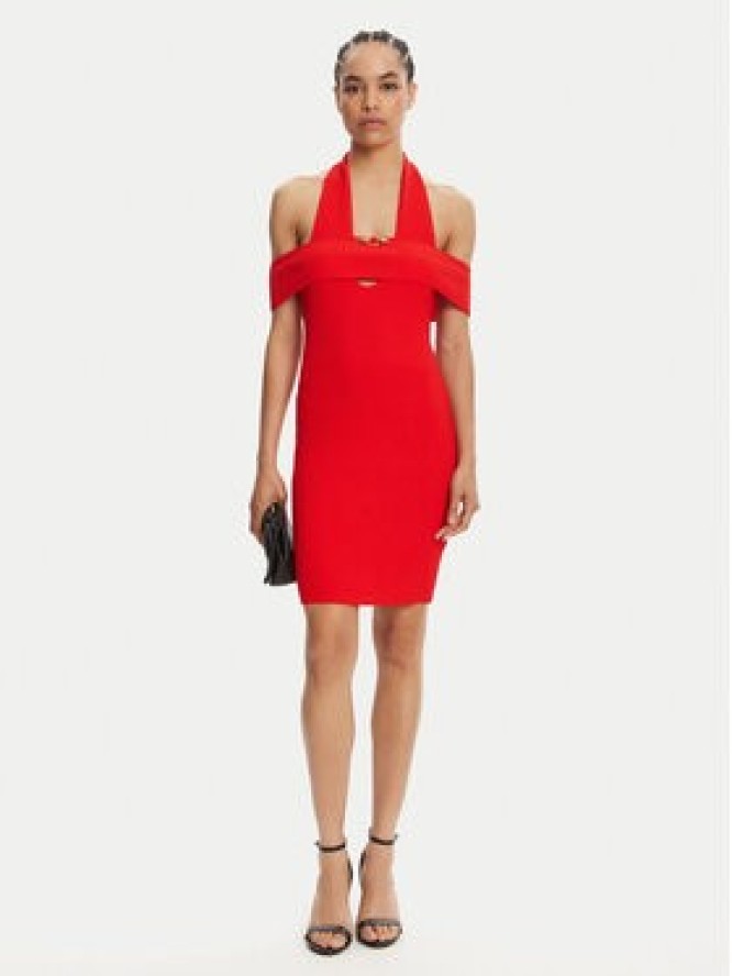 Just Cavalli Sukienka dzianinowa 78PAOM19 Czerwony Slim Fit