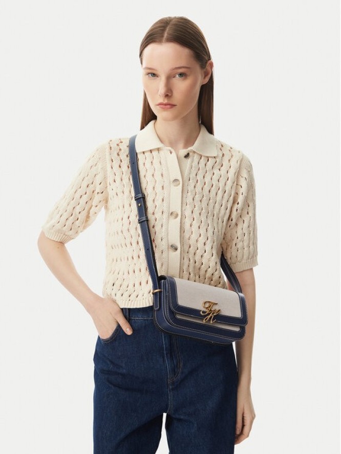 Tommy Hilfiger Torebka Th Script Flap Crossover Canvas AW0AW18737 Kremowy
