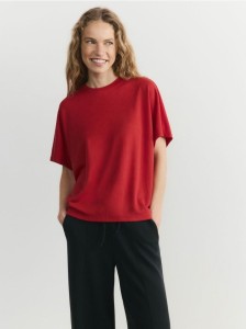 T-shirt oversize z modalem - czerwony