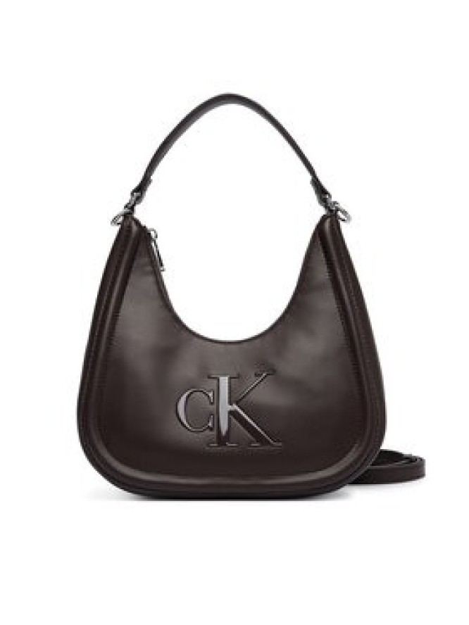 Calvin Klein Torebka Bold Ck Small Crescent Bag LV04F3561G Brązowy ciemny