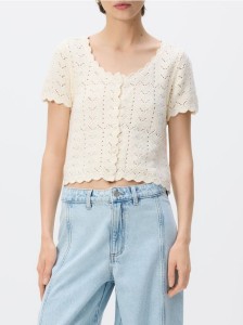 Bawełniana bluzka - kremowy