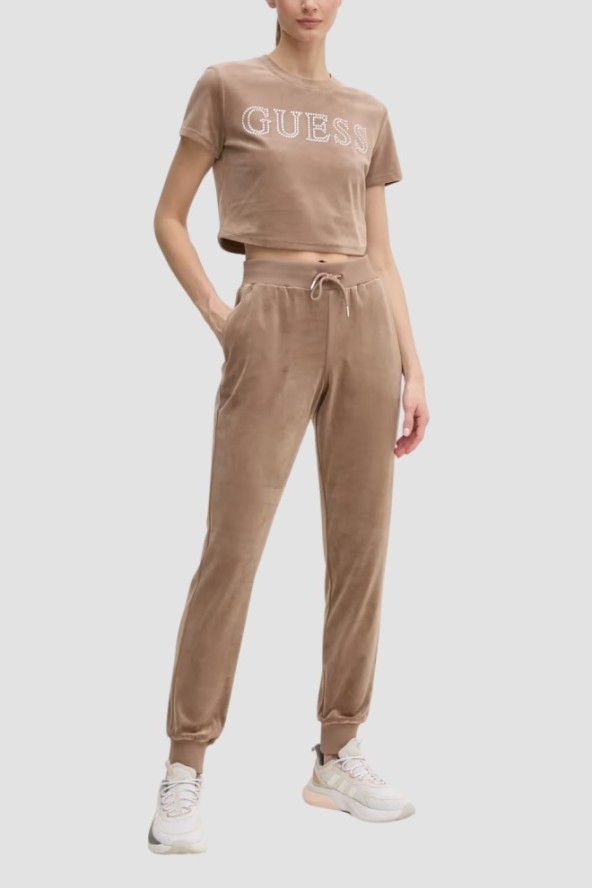 GUESS Brązowy top damski Couture Tee, Rozmiar L