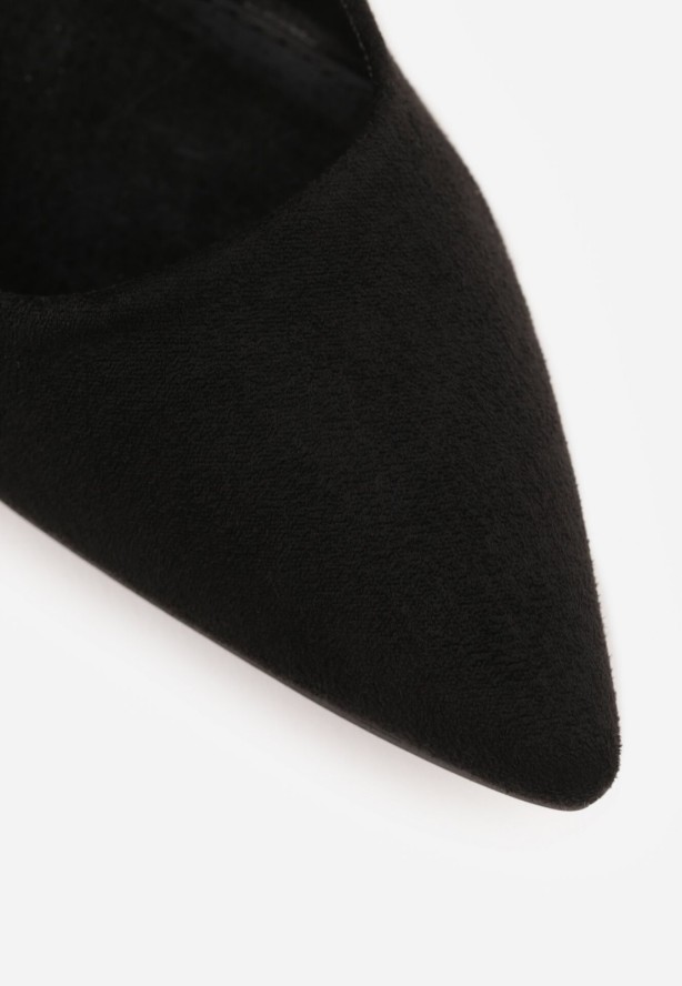 Czarne Czółenka Vices na Geometrycznym Obcasie ze Skórzaną Wkładką Ricce