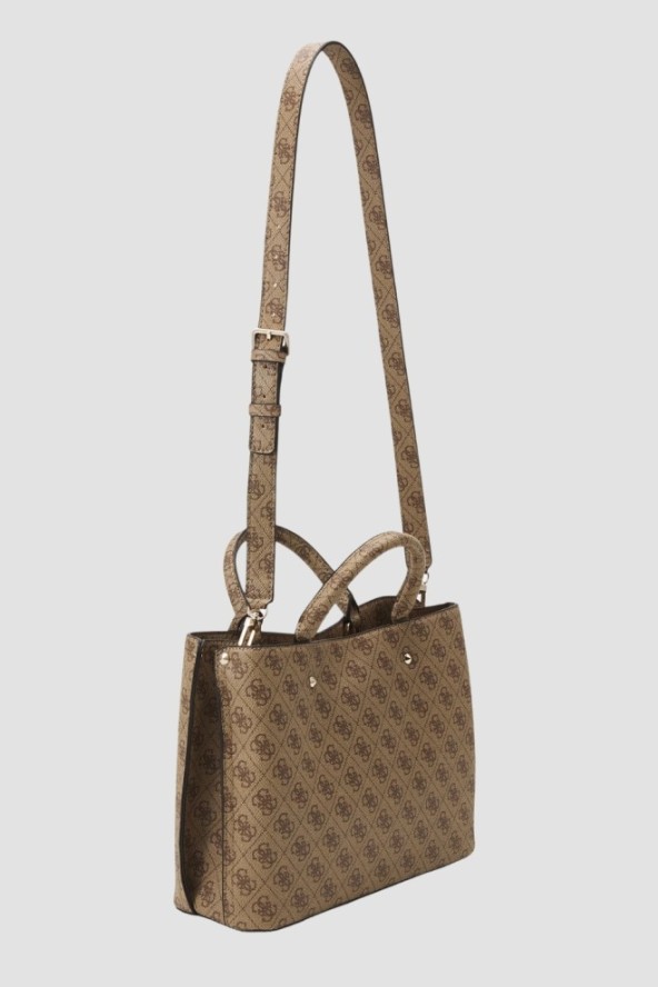 GUESS Brązowa torebka damska logowana Meridian