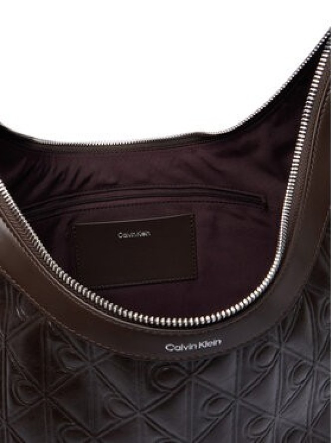 Calvin Klein Torebka Emblem Aop Debossed Medium Shbag LV04F3875G Brązowy