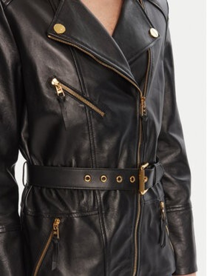 Elisabetta Franchi Kurtka skórzana GD-50Z-56E2-V1350 Czarny Regular Fit
