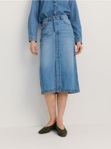Jeansowa spódnica midi - niebieski